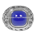 925 sólidos de estilo antiquado de estilo antigo com azul ônix Gemstone Wedding Wear Ring Jewellery